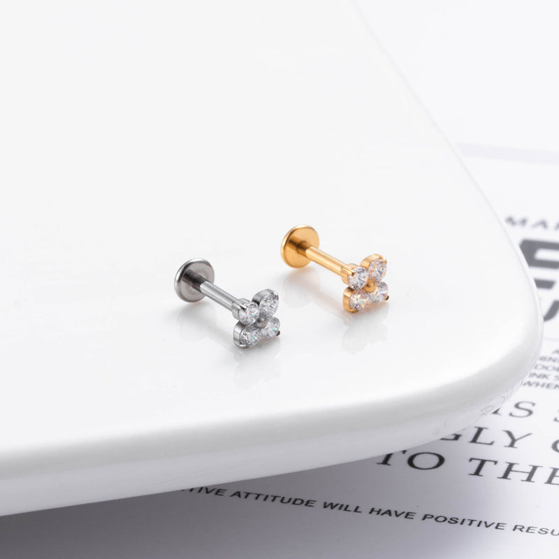 Titanium Zircon Piercing Stud – Hypoallergenic & Minimalist Jewelry