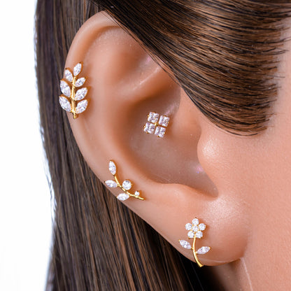 G23/F136 Titanium Flower Flat Back Labret Stud – 9 Designs | Hypoallergenic Cartilage Piercing Jewelry