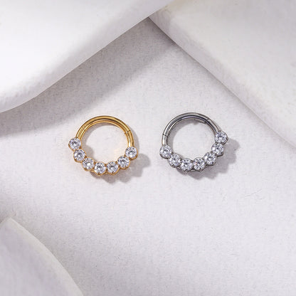G23/F136 Titanium Zircon Piercing Hoop | 16G x 8mm, Hypoallergenic Closed Hoop for Nose & Ear Cartilage