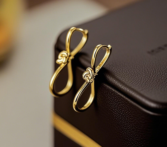 14K Two-Tone Rose Gold Twisted Flower Earrings | Elegant Floral Design for Women