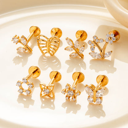 G23/F136 Titanium Zircon Lip & Cartilage Piercing Jewelry | Internally Threaded Studs | Fashionable & Hypoallergenic