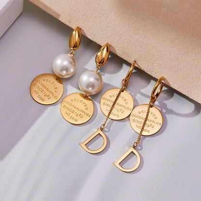 Stainless Steel Geometric D-Shape Tassel Earrings – Modern Minimalist Long Drop Dangle Earrings for Women | WANTI Fashion Jewelry