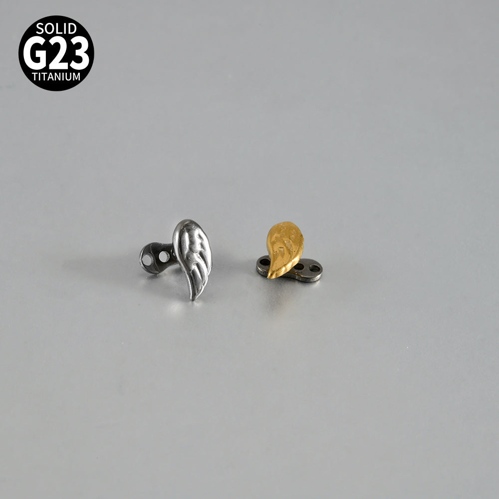 ASTM F136 Titanium Angel Wing Dermal Top – Internally Threaded Micro Dermal Anchor Jewelry for Collarbone & Surface Piercing