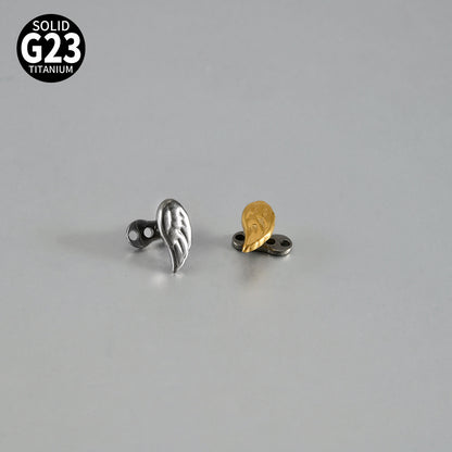 ASTM F136 Titanium Angel Wing Dermal Top – Internally Threaded Micro Dermal Anchor Jewelry for Collarbone & Surface Piercing
