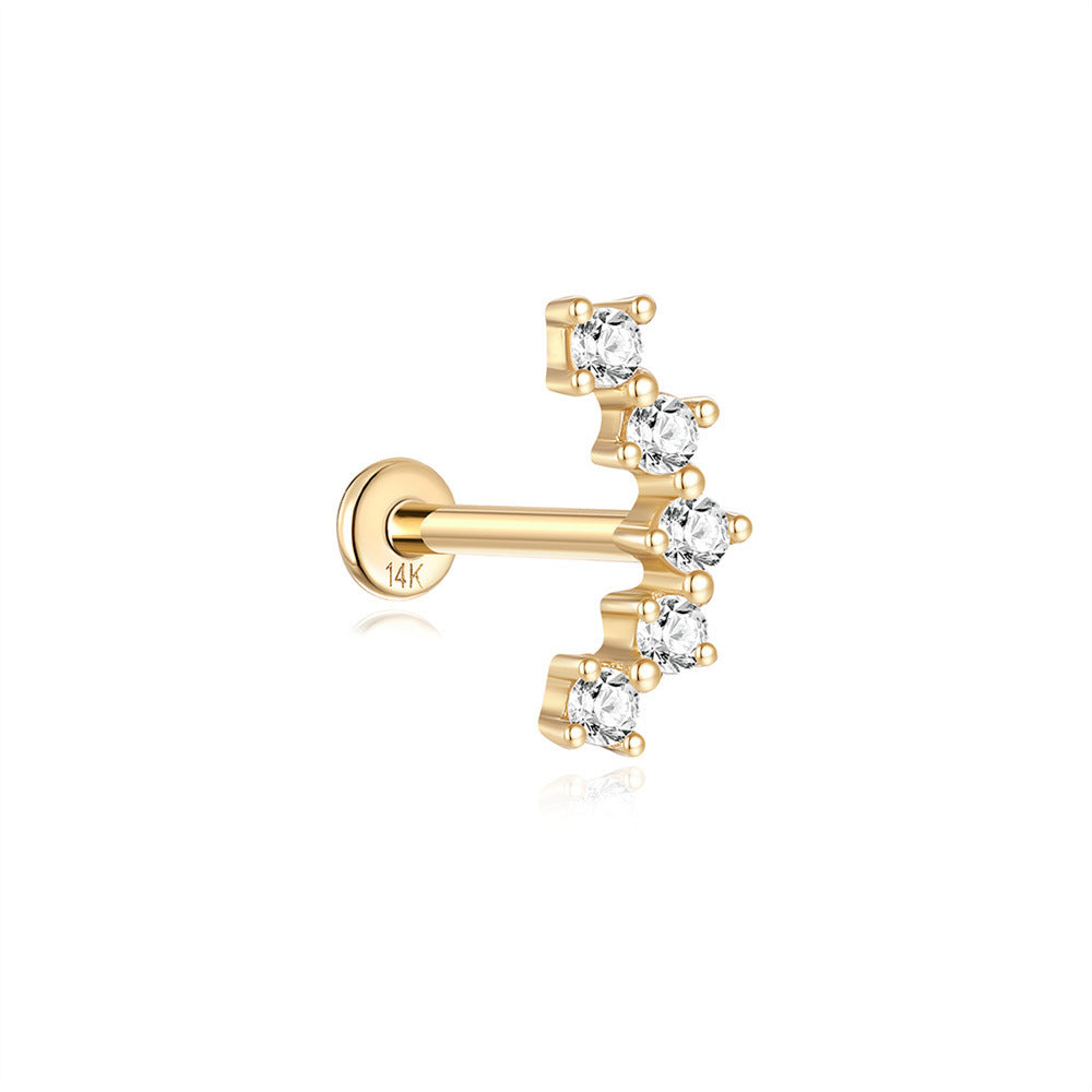 14K Gold Four-Claw Zircon Stud Earrings – Classic & Dainty