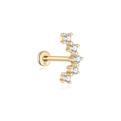14K Gold Four-Claw Zircon Stud Earrings – Classic & Dainty