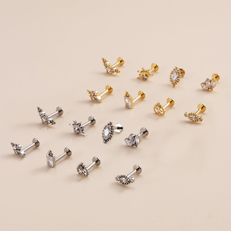 Titanium Zircon Piercing Stud – Hypoallergenic Minimalist Jewelry