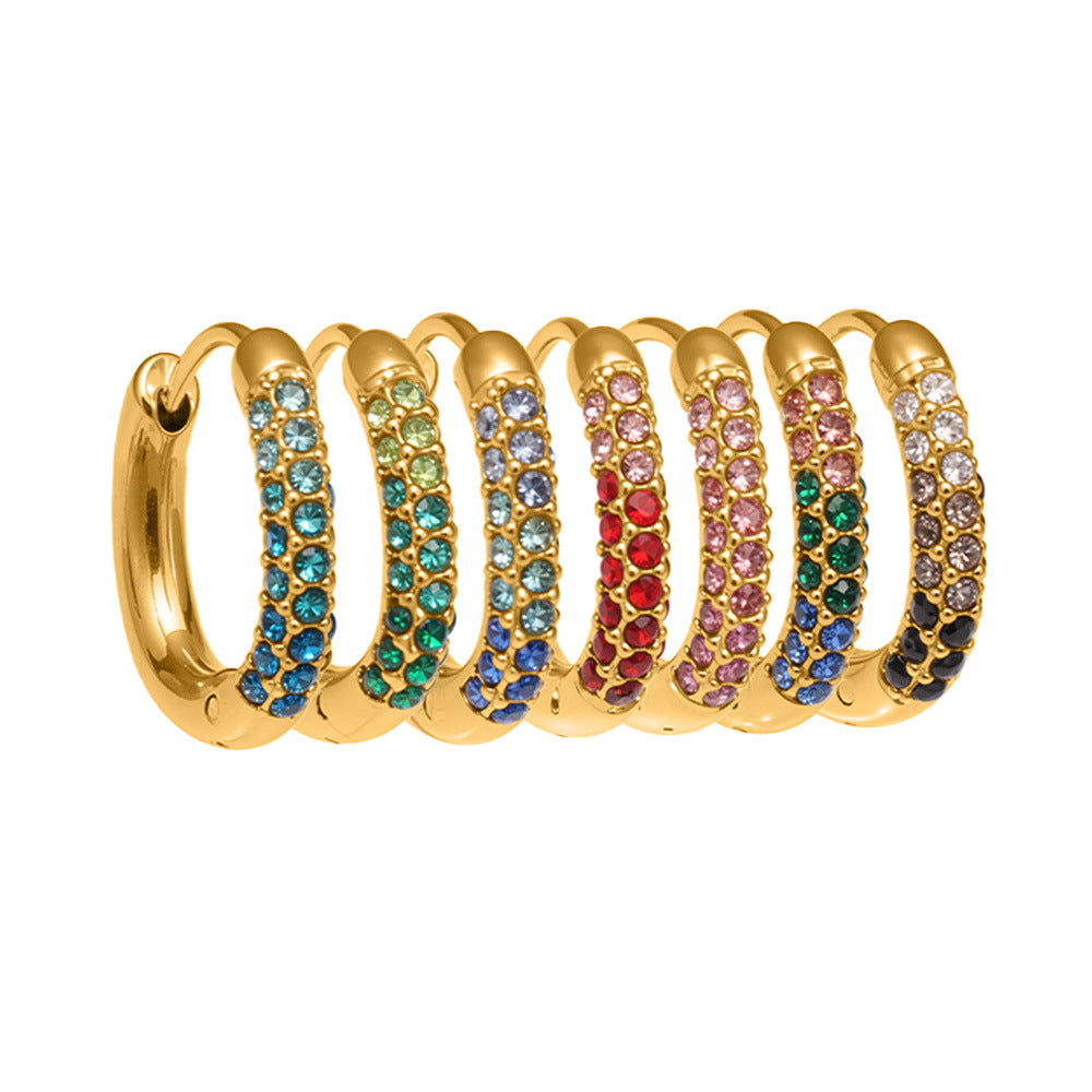 Luxury Minimalist Geometric Hoop Earrings with Micro Inlay Cubic Zirconia | Fashion Jewelry Set