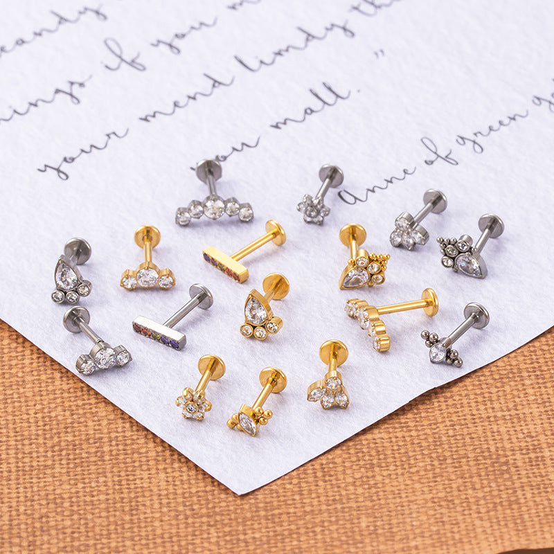 F136 Titanium Internally Threaded CZ Cartilage Stud – Hypoallergenic & Secure Piercing Jewelry