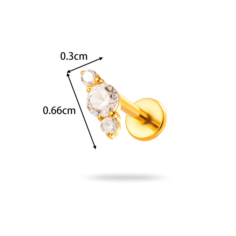 Implant Grade G23 ASTM F136 Titanium Geometric Labret Stud | Push Pin Flat Back 16G Lip & Cartilage Piercing Jewelry