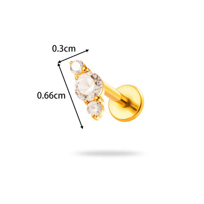 Implant Grade G23 ASTM F136 Titanium Geometric Labret Stud | Push Pin Flat Back 16G Lip & Cartilage Piercing Jewelry