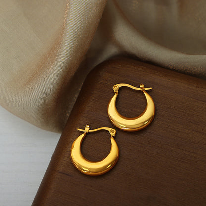 Stainless Steel Geometric U-Shaped Hoop Earrings – Minimalist Polished Titanium Steel Earrings for Women | WANTI Fashion Jewelry