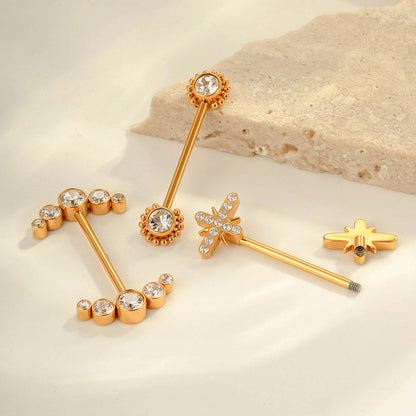 G23 Titanium Nipple Ring with CZ Gem | F136 Implant Grade Barbell Piercing Jewelry