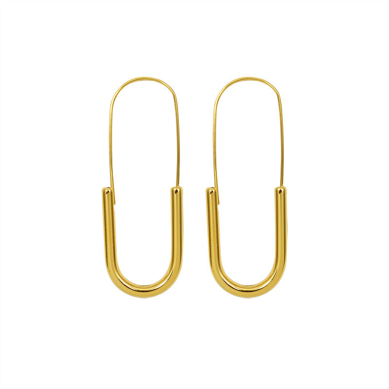 Stainless Steel Paperclip Earrings Set – Minimalist High-End Design, Gold & Silver Colors, Fashion Statement Jewelry for Women