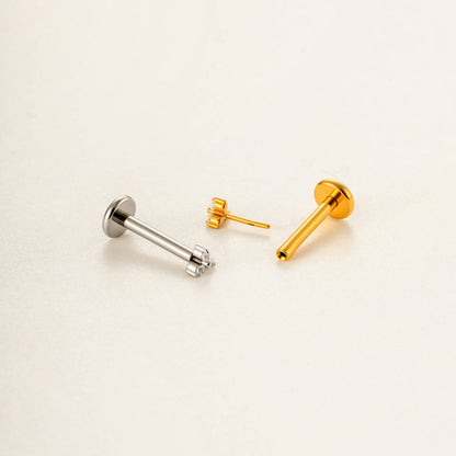 Implant Grade ASTM F136 Titanium Threadless Push Pin Zircon Flat Back Stud | Minimal Helix Cartilage Tragus Lip Piercing Jewelry