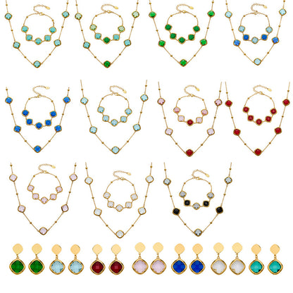 Modern Geometric Glass Jewelry | Stainless Steel Necklaces, Bracelets & Earrings