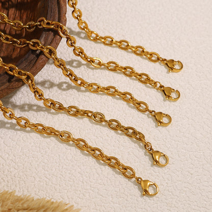 18K Gold Plated Stainless Steel Cross Chunky Chain Bracelet – High-End Fashion Statement Jewelry for Women