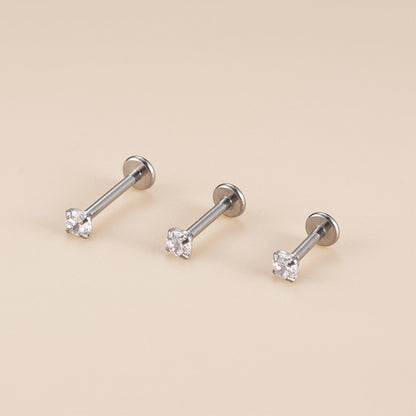 G23 Titanium Zircon Lip & Cartilage Piercing Jewelry | Internally Threaded Studs | Fashionable & Hypoallergenic