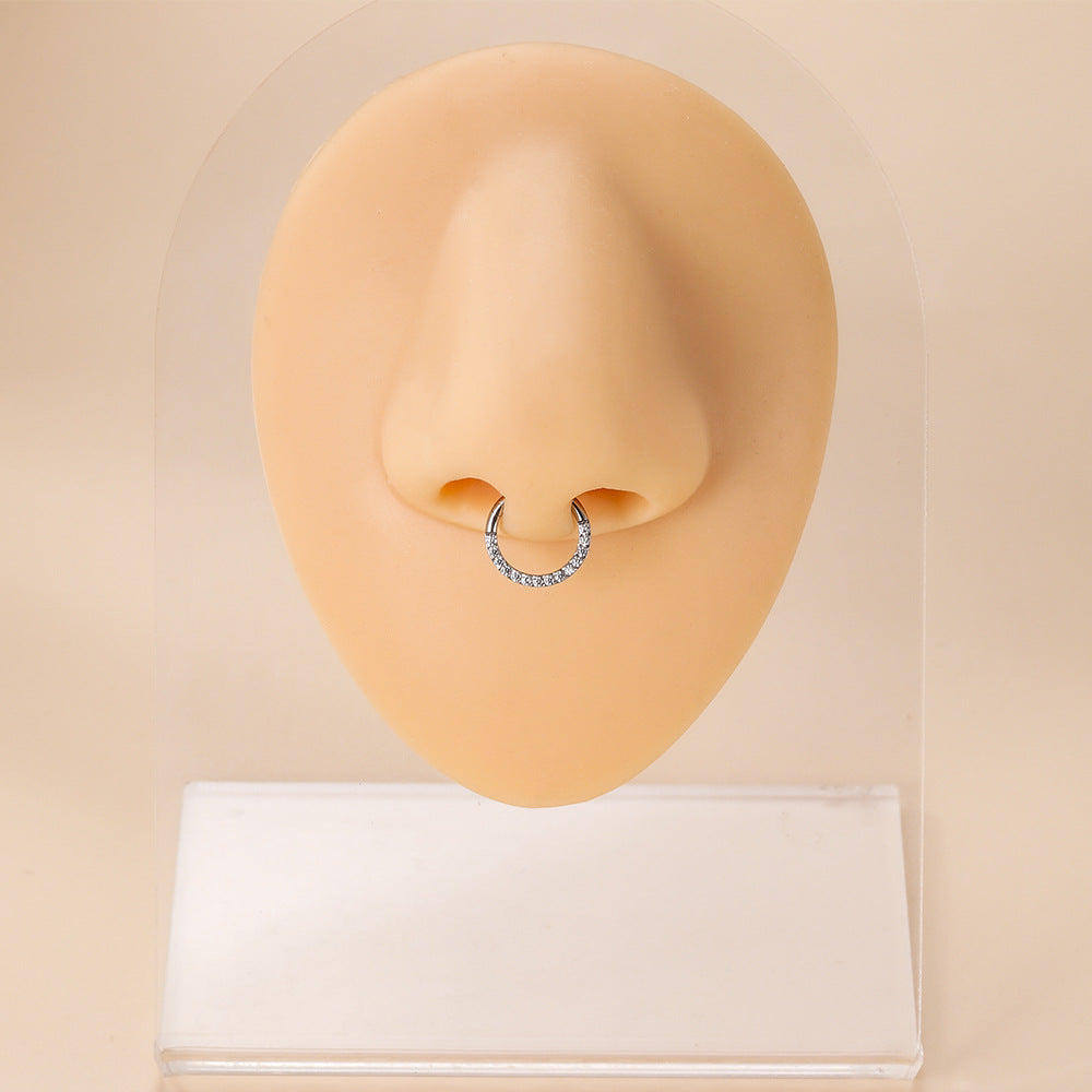 Implant Grade ASTM F136 Titanium CZ Hinged Segment Ring Nose Hoop Ear Cartilage Clicker Piercing Jewelry 16G