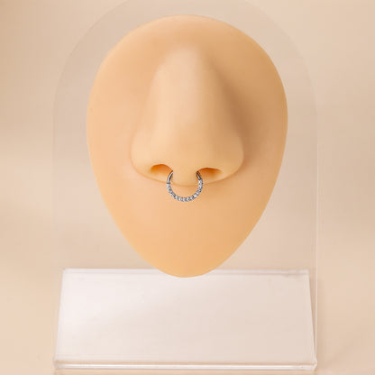 Implant Grade ASTM F136 Titanium CZ Hinged Segment Ring Nose Hoop Ear Cartilage Clicker Piercing Jewelry 16G