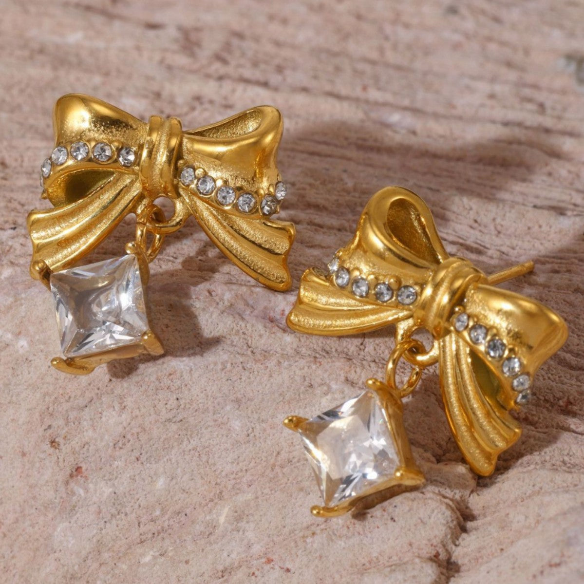 Stainless Steel Butterfly Earrings Rhinestone & Glass Stone Fashion Earrings