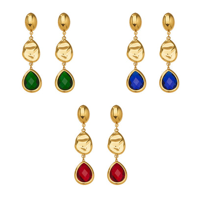 Sparkling Irregular Oval Glass Drop Earrings – Long Statement Waterdrop Jewelry for Women