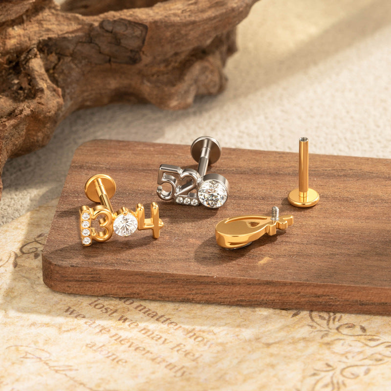 G23 F136 Titanium Geometric Flat Back Labret Stud – Internal Thread Cartilage & Lip Piercing