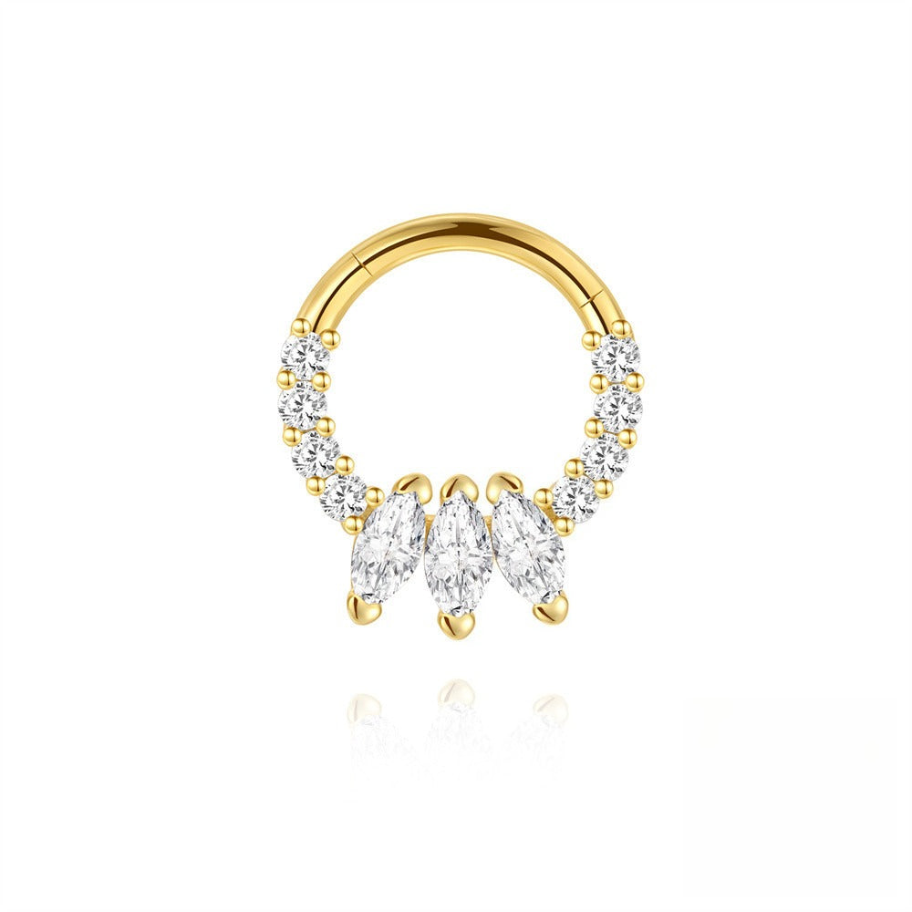 ASTM F136 Zircon Tassel Ear Cuff Nose Ring Piercing Earring Tragus