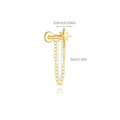 ASTM F136 Zircon classic tassel chain hidden cartilage piercing earrings