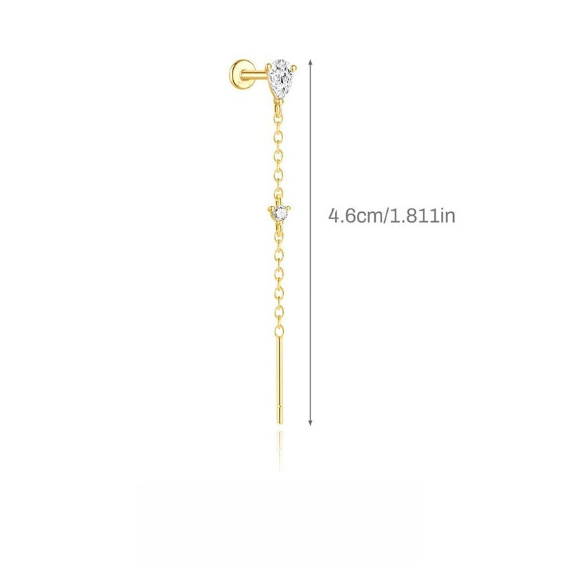 ASTM F136 Star/Moon Chain Tassel Threaded Cartilage Piercing Earrings Ear Studs