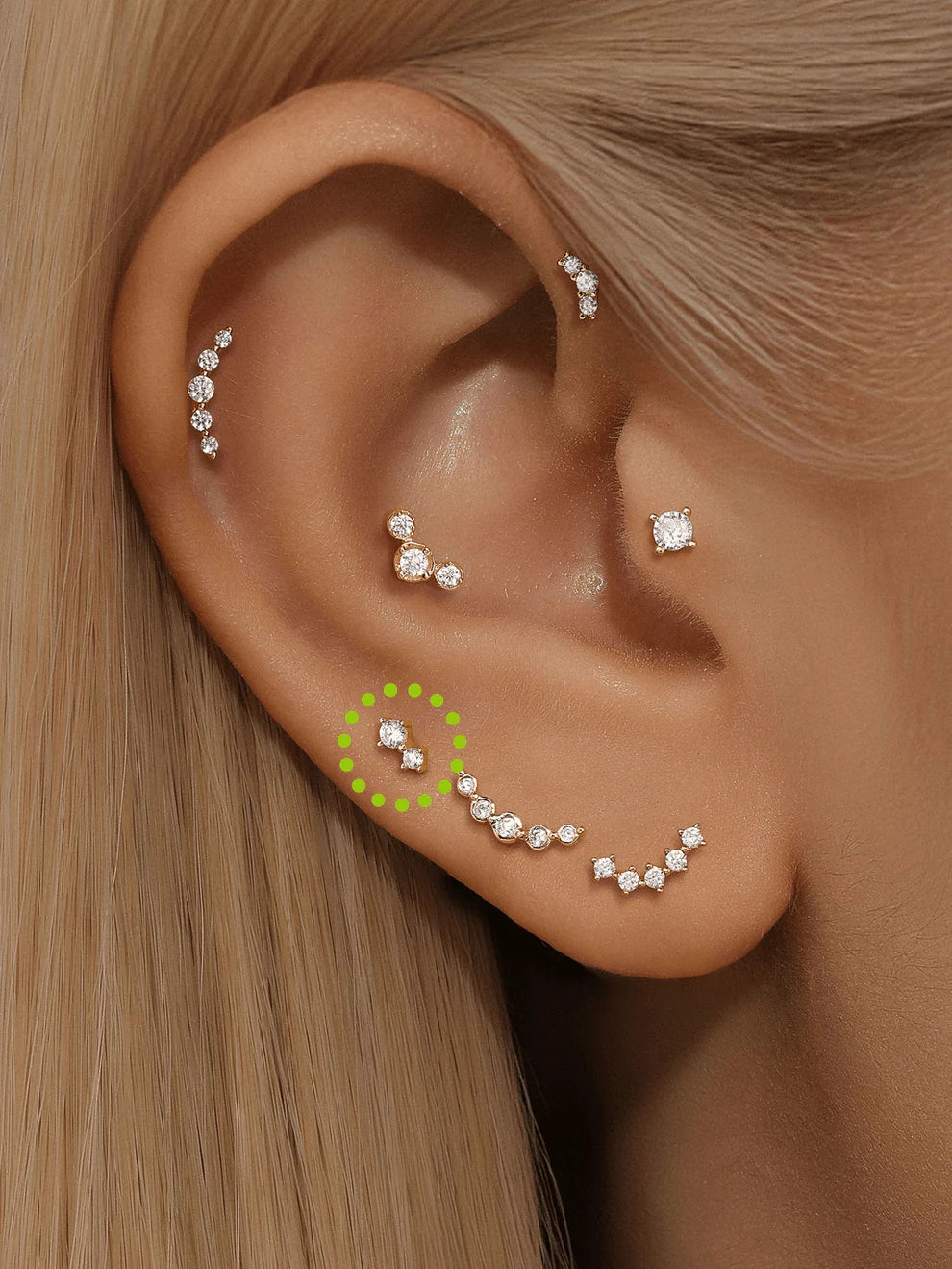14K Gold Gourd Zircon Piercing Stud Earrings – Dainty & Hypoallergenic for Everyday Wear