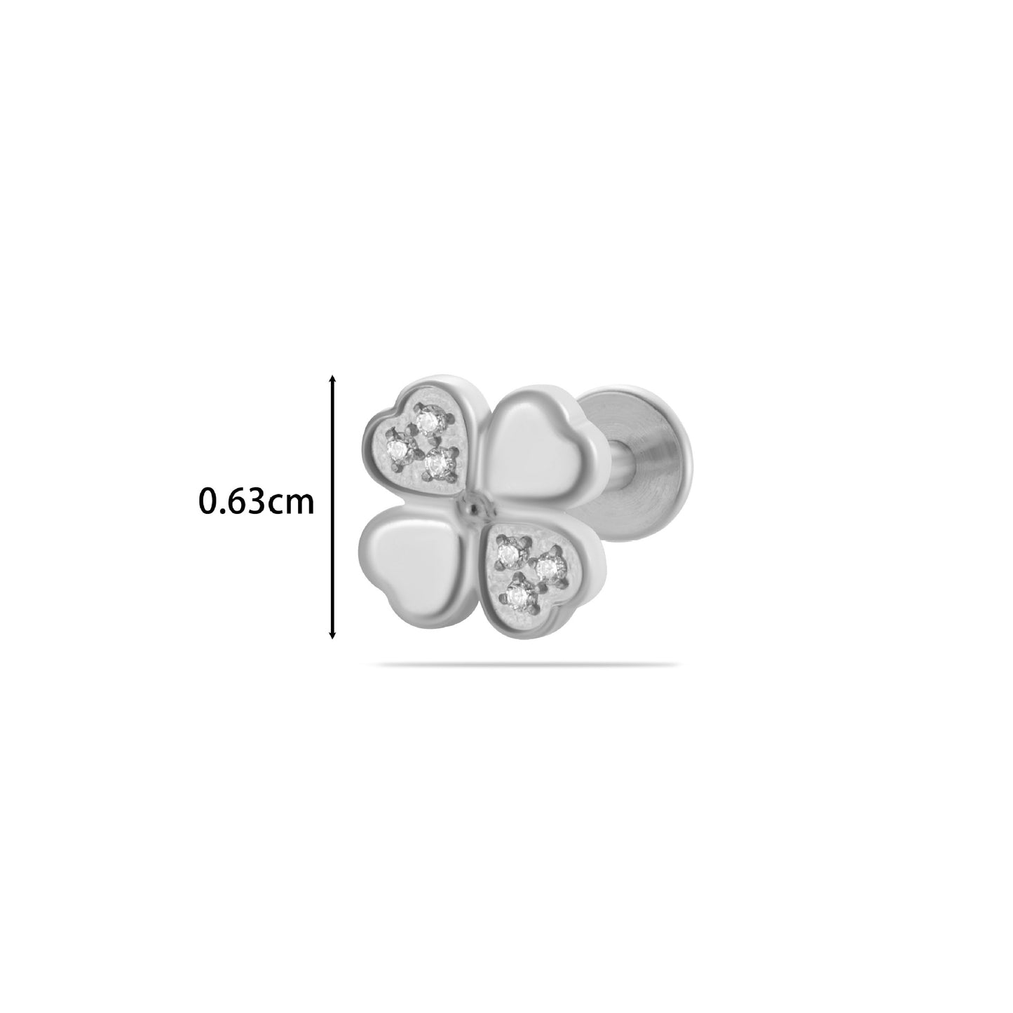 F136 Titanium Zircon-Set Lucky Clover Sunflower Waterdrop Cartilage Piercing – Trendy and Versatile Lip & Ear Piercing Jewelry