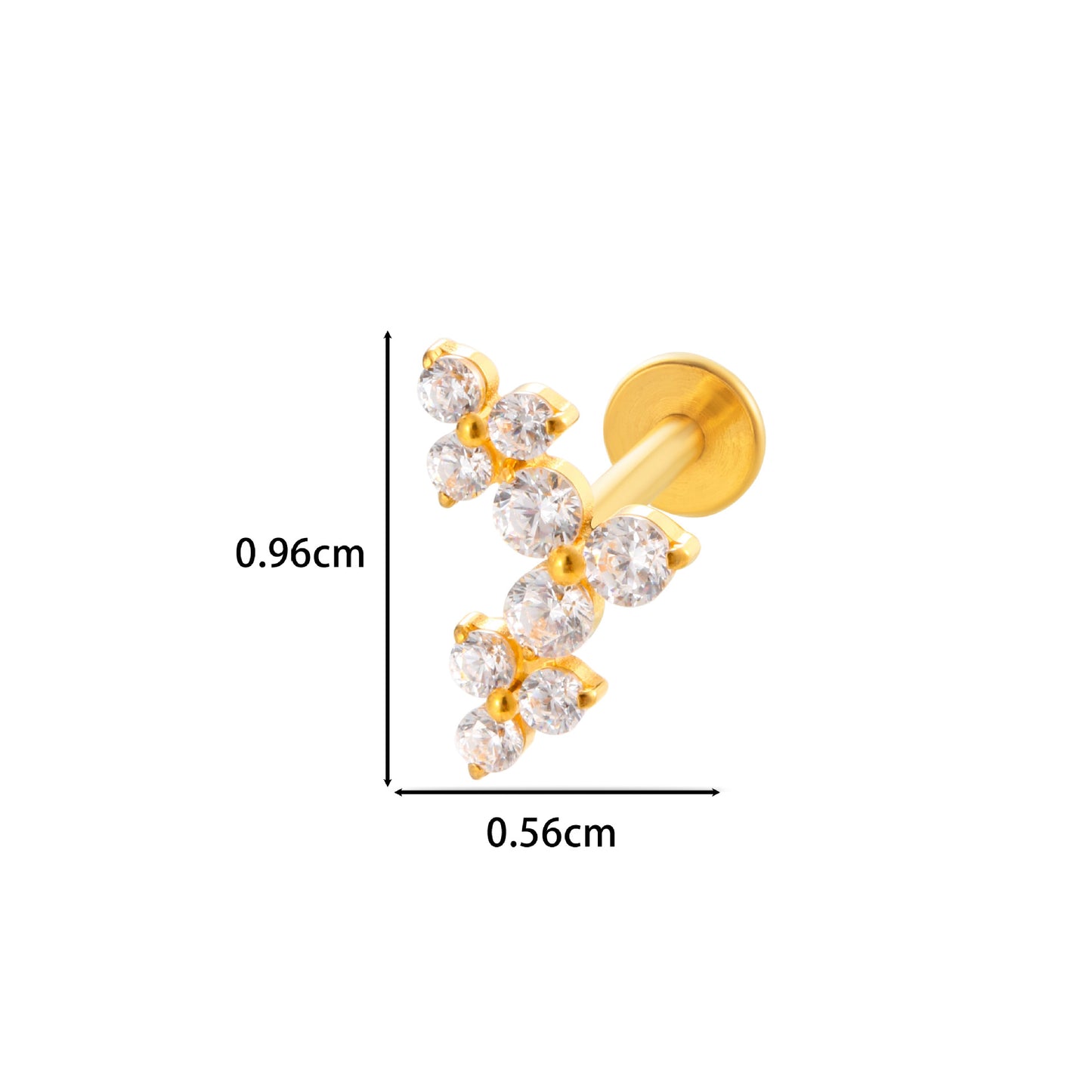 F136 Titanium Zircon-Set Lucky Clover Sunflower Waterdrop Cartilage Piercing – Trendy and Versatile Lip & Ear Piercing Jewelry