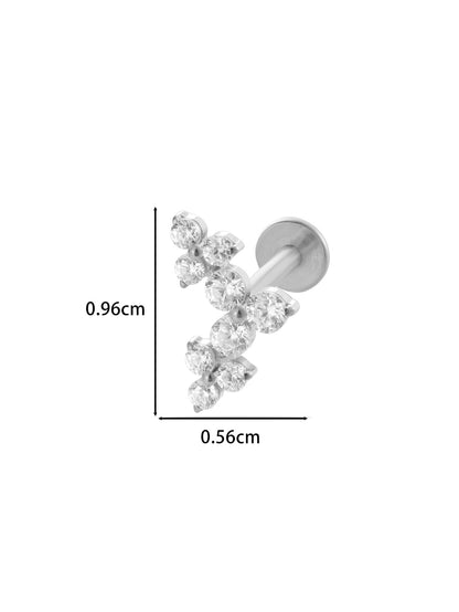 F136 Titanium Zircon-Set Lucky Clover Sunflower Waterdrop Cartilage Piercing – Trendy and Versatile Lip & Ear Piercing Jewelry