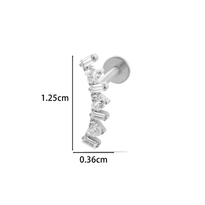 F136 Titanium Zircon-Set Lucky Clover Sunflower Waterdrop Cartilage Piercing – Trendy and Versatile Lip & Ear Piercing Jewelry