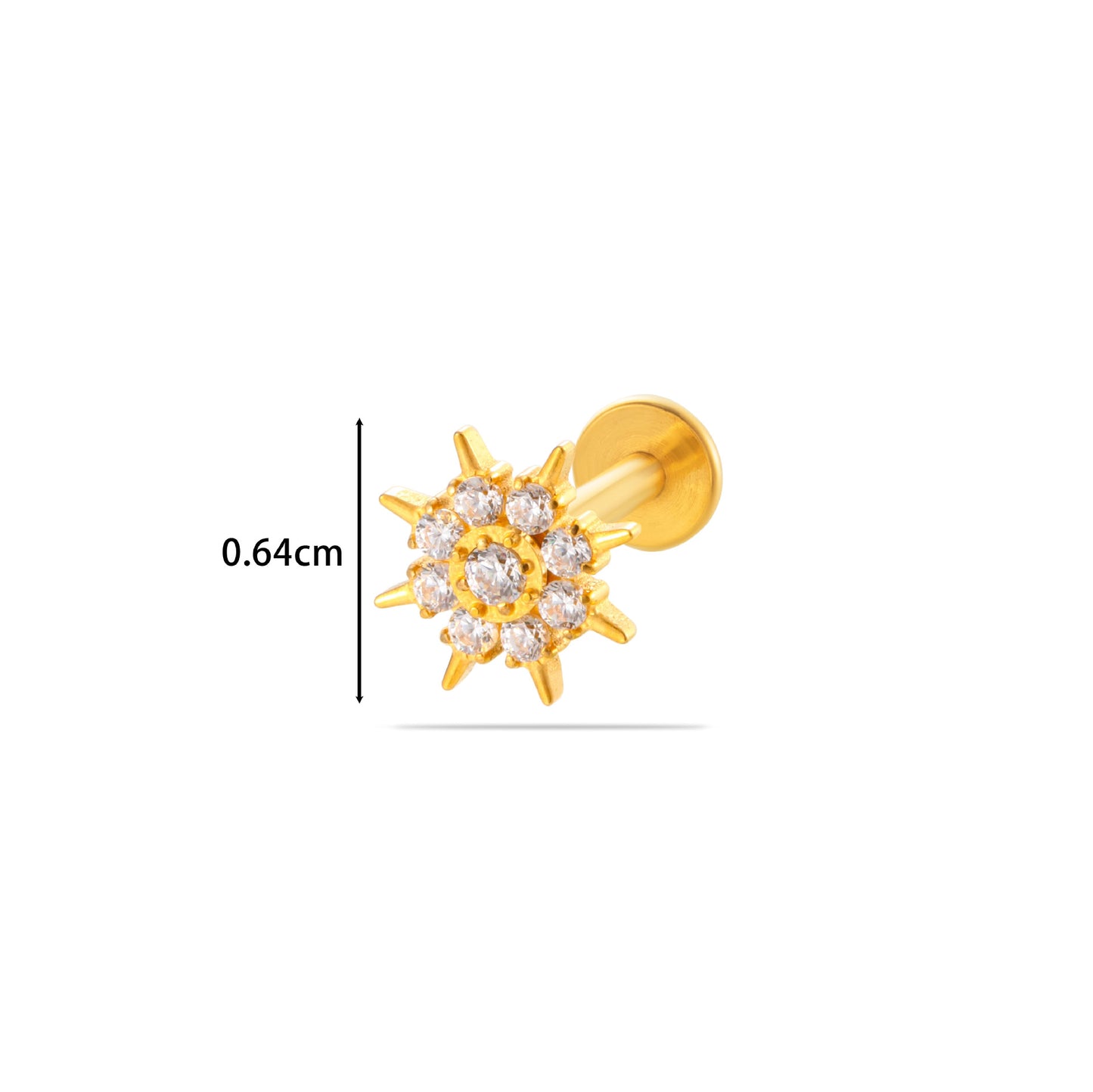 F136 Titanium Zircon-Set Lucky Clover Sunflower Waterdrop Cartilage Piercing – Trendy and Versatile Lip & Ear Piercing Jewelry