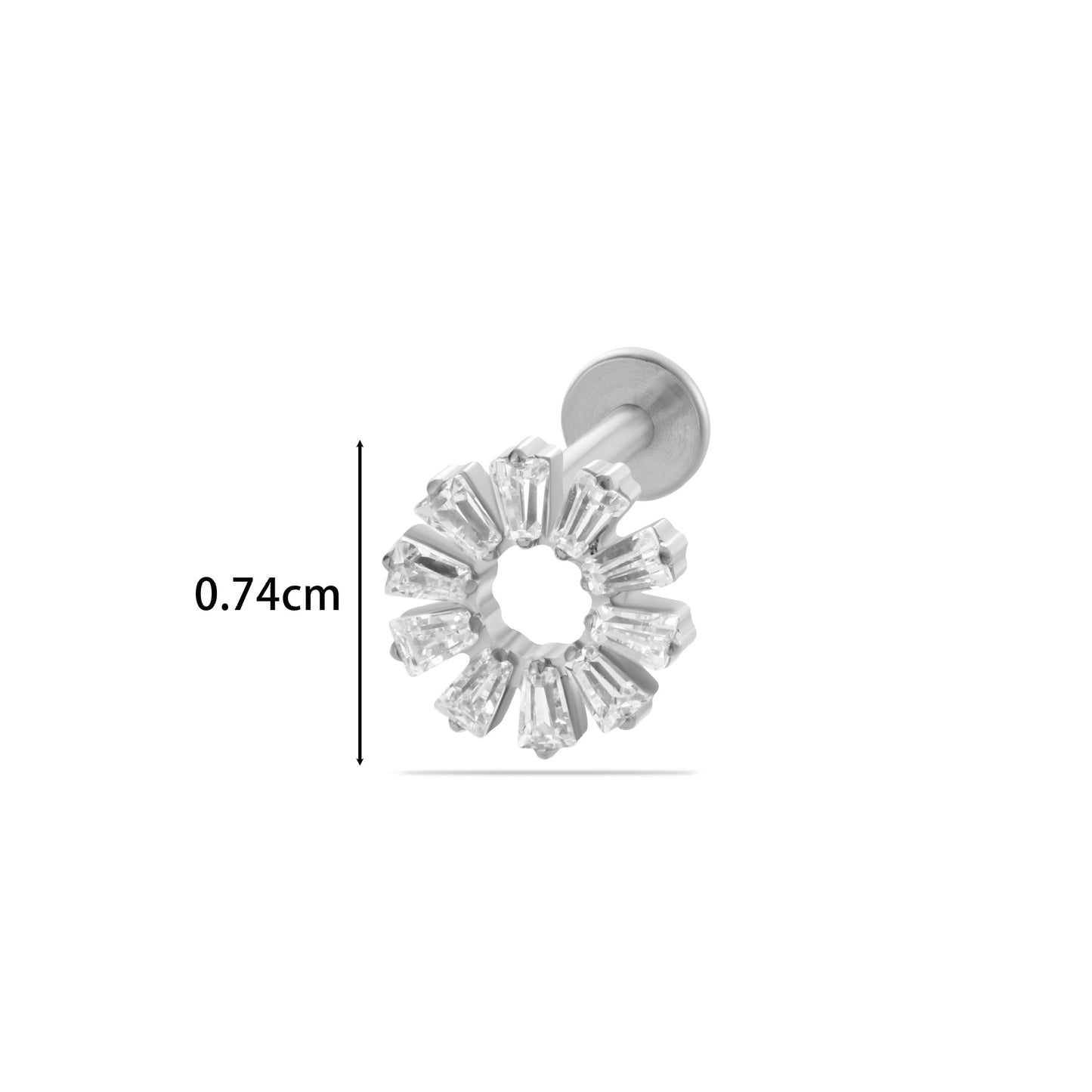F136 Titanium Zircon-Set Lucky Clover Sunflower Waterdrop Cartilage Piercing – Trendy and Versatile Lip & Ear Piercing Jewelry