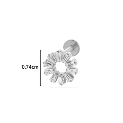 F136 Titanium Zircon-Set Lucky Clover Sunflower Waterdrop Cartilage Piercing – Trendy and Versatile Lip & Ear Piercing Jewelry