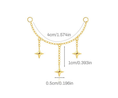 ASTM F136 Long chain rhinestones cartilage tassel dangle piercing earrings accessories
