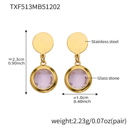 Candy Color Glass Stone Jewelry Set – Stainless Steel Necklaces, Bracelets & Earrings