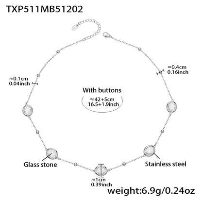 Candy Color Oval Glass Stone Necklace, Bracelet & Earrings Set – Stainless Steel | Fashion Jewelry | Colorful Minimalist Accessories