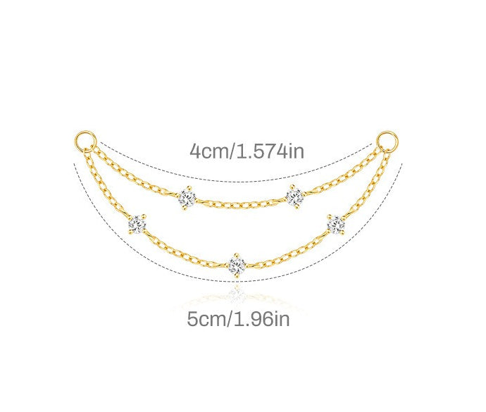 ASTM F136 Long chain rhinestones cartilage tassel dangle piercing earrings accessories