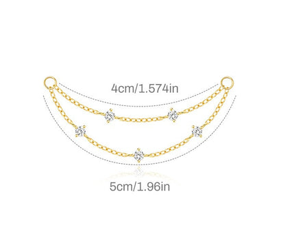 ASTM F136 Long chain rhinestones cartilage tassel dangle piercing earrings accessories