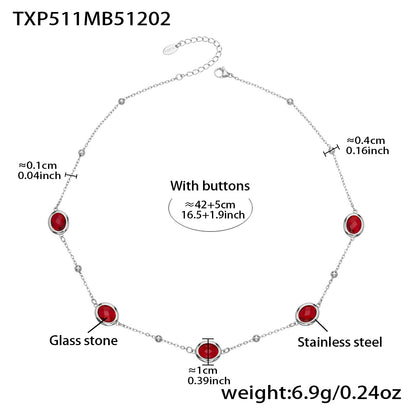 Candy Color Oval Glass Stone Necklace, Bracelet & Earrings Set – Stainless Steel | Fashion Jewelry | Colorful Minimalist Accessories