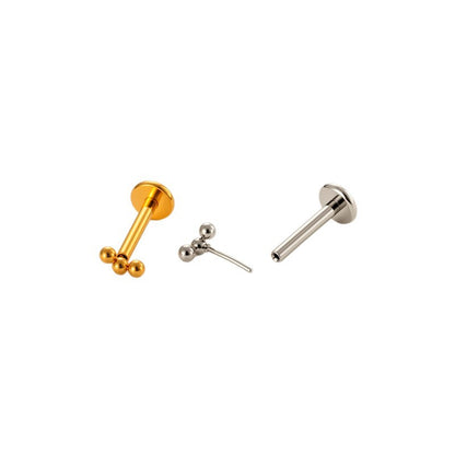 Implant Grade G23 ASTM F136 Titanium Geometric Labret Stud | Push Pin Flat Back 16G Lip & Cartilage Piercing Jewelry