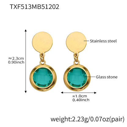 Candy Color Glass Stone Jewelry Set – Stainless Steel Necklaces, Bracelets & Earrings