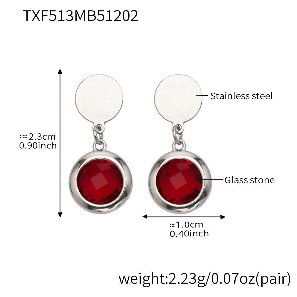 Candy Color Glass Stone Jewelry Set – Stainless Steel Necklaces, Bracelets & Earrings