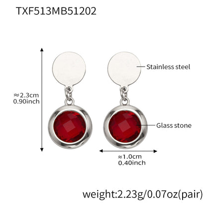 Candy Color Glass Stone Jewelry Set – Stainless Steel Necklaces, Bracelets & Earrings