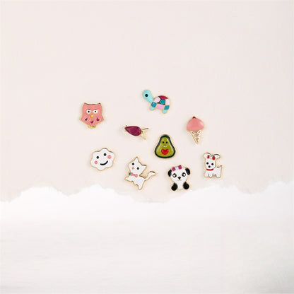 ASTM F136 Cartoon Animal Enamel baby girl Flat back Threaded Cartilage Piercing Earring