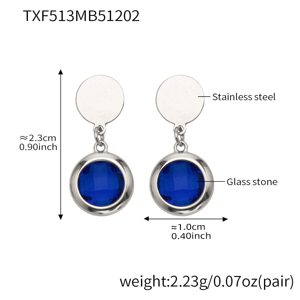 Candy Color Glass Stone Jewelry Set – Stainless Steel Necklaces, Bracelets & Earrings
